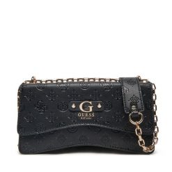 Torebka Guess. Czarne torebki klasyczne damskie Guess, z aplikacjami, wizytowe, bez kołnierzyka, bez ramiączek. Za 589.99 zł.