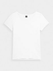 4F T-shirt regular gładki damski XL. Białe t-shirty damskie 4f, xl, bez wzorów, z bawełny, bez kołnierzyka. Za 49.99 zł.