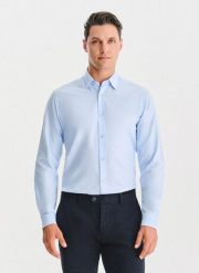 PAKO LORENTE - Niebieska bawełniana koszula. Niebieskie koszule męskie Pako Lorente, l, bez wzorów, z bawełny, bez kołnierzyka, bez ramiączek. Za 119.99 zł.