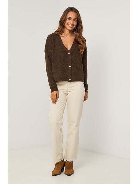 Soft Cashmere Kardigan w kolorze brązowym rozmiar: 38/40. Brązowe kardigany damskie Soft Cashmere, bez wzorów, prążkowane. Za 200.13 zł.