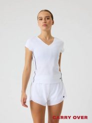 Bjorn_borg ACE V NECK T-SHIRT z poliestru z recyklingu – BRILLIANT WHITE. Białe t-shirty damskie Björn Borg, s, bez wzorów, bez kołnierzyka. Za 247.00 zł.