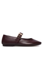 Tommy Hilfiger Baleriny Buckle Leather Ballerina FW0FW09684 Brązowy. Brązowe baleriny damskie Tommy Hilfiger, bez wzorów, ze skóry, bez obcasa. Za 529.99 zł.