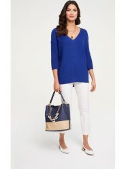 Heine Sweter w kolorze granatowym rozmiar: 34. Niebieskie swetry klasyczne damskie Heine, z bawełny, bez kołnierzyka. Za 56.99 zł.