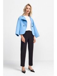 Rich & Royal Spodnie w kolorze czarnym rozmiar: 38. Czarne spodnie materiałowe damskie Rich & Royal, bez wzorów, z materiału, z podwyższonym stanem. Za 269.75 zł.