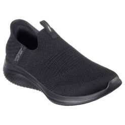 Buty Skechers Slip-Ins Ultra Flex 3.0 - Cozy Streak 149708-BBK czarne. Czarne buty sportowe na co dzień damskie bez wzorów, z dzianiny, trekkingowe. Za 613.11 zł.