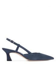 Stuart Weitzman Czółenka Vinnie 50 Slingback SJ433 Granatowy. Niebieskie czółenka damskie Stuart Weitzman, bez wzorów, ze skóry, bez obcasa. Za 1,999.00 zł.