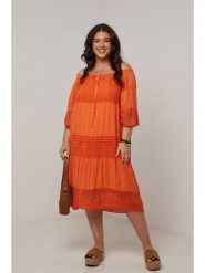 Curvy Lady Sukienka w kolorze pomarańczowym rozmiar: 44/46. Pomarańczowe sukienki damskie Curvy Lady, na co dzień, bez wzorów, z koronki, klasyczne, bez kołnierzyka, bez ramiączek, midi, proste. Za 150.45 zł.