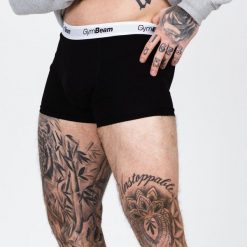 Bokserki męskie fitness czarne Essentials 3-pak. Czarne bokserki męskie GYMBEAM, bez wzorów, z bawełny. Za 85.90 zł.