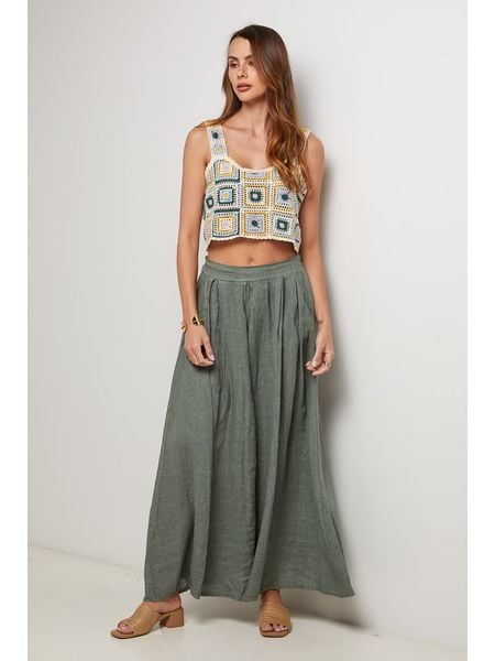 Lin Passion Lniana spódnica w kolorze khaki rozmiar: 38/40. Brązowe spódniczki damskie Lin Passion, bez wzorów, ze lnu, klasyczne, z standardowym stanem, maxi. Za 219.95 zł.