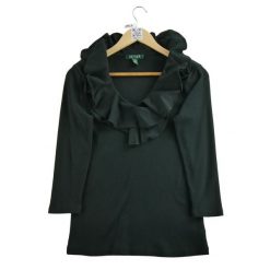 Damski czarny sweter. Czarne swetry klasyczne damskie Ralph Lauren, l, z tkaniny, bez kołnierzyka. Za 59.60 zł.