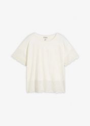 T-shirt z czystej bawełny organicznej. Czarne t-shirty damskie bonprix, w ażurowe wzory, z bawełny, bez kołnierzyka. Za 47.99 zł.