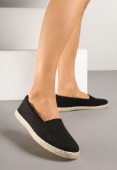 Czarne Espadryle Vices na Podeszwie Zdobionej Plecionką Sesoriela. Czarne espadryle damskie Renee, z aplikacjami, z jeansu, bez obcasa. Za 54.99 zł.