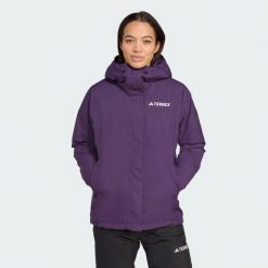 Kurtka ocieplana Terrex Multi 2L RAIN.RDY. Fioletowe kurtki damskie Adidas, l, bez wzorów, bez kaptura, narciarskie. Za 1,099.00 zł.