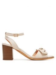 Clara Barson Sandały WS24053-01 Écru. Sandały damskie Clara Barson, bez wzorów, z materiału, bez obcasa, na słupku. Za 103.99 zł.