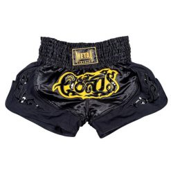 Spodenki do boksu tajskiego Metal Boxe Lumpunee. Czarne szorty męskie METAL BOXE, bez wzorów, z materiału, sportowe. Za 190.00 zł.