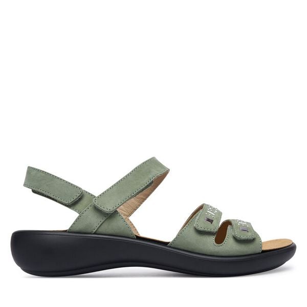 Sandały Josef Seibel. Zielone sandały damskie Josef Seibel, bez wzorów, bez obcasa, na płaskiej podeszwie. Za 369.99 zł.