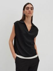 Someday Koszulka w kolorze czarnym rozmiar: 40. Czarne bluzki damskie Someday, bez wzorów, bez kołnierzyka, bez ramiączek. Za 144.24 zł.