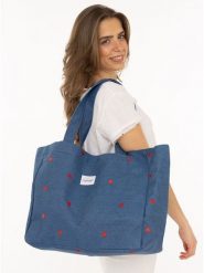 Zwillingsherz Shopper bag w kolorze granatowym - 43 x 33 cm rozmiar: onesize. Niebieskie shopper bag damskie Zwillingsherz, bez wzorów, z materiału, na ramię, bez dodatków. Za 126.99 zł.