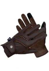 Rękawiczki jeździeckie damskie EQUESTRIAN QUEEN Abaco 26SS. Brązowe rękawiczki damskie EQUESTRIAN QUEEN, z aplikacjami, z materiału. Za 119.99 zł.