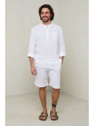 Lin Passion Koszula w kolorze białym rozmiar: L/XL. Białe koszule męskie Lin Passion, l, bez wzorów, z bawełny, bez kołnierzyka, bez ramiączek. Za 139.95 zł.