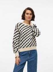 Vero Moda Sweter w kolorze kremowo-czarnym rozmiar: S. Brązowe swetry klasyczne damskie Vero Moda, s, bez kołnierzyka. Za 96.60 zł.