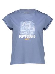 Pepe Jeans Koszulka w kolorze niebieskim rozmiar: XS. Niebieskie bluzki damskie Pepe Jeans, xs, bez wzorów, z bawełny, bez kołnierzyka, bez ramiączek. Za 74.81 zł.