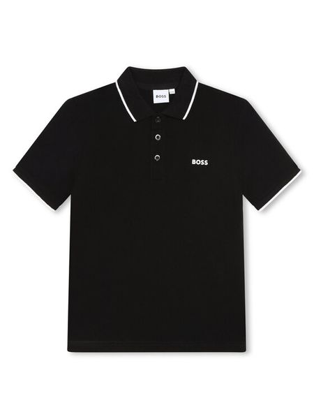 Boss Polo J25P26 D Czarny Regular Fit. Czarne t-shirty chłopięce Boss, bez wzorów, z bawełny, bez ramiączek. Za 249.99 zł.