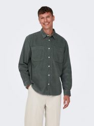 ONLY & SONS Koszula "Salp" - Relaxed fit - w kolorze zielonym rozmiar: M. Zielone koszule męskie Only & Sons, m, bez wzorów, z bawełny, bez kołnierzyka, bez ramiączek. Za 70.24 zł.