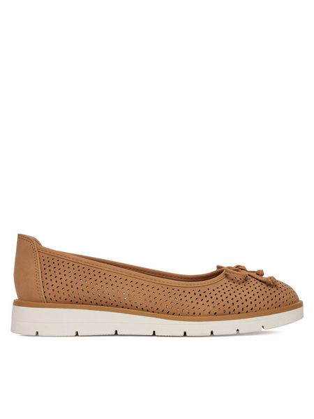 Clara Barson Półbuty WYL3327-5 Beżowy. Brązowe półbuty damskie Clara Barson, bez wzorów, ze skóry, bez obcasa, na płaskiej podeszwie. Za 129.99 zł.