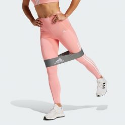 Legginsy Optime 3-Stripes Full-Length. Czerwone legginsy damskie Adidas, xl, bez wzorów, z materiału. W wyprzedaży za 222.10 zł.