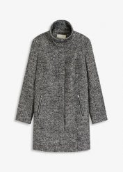 Krótki płaszcz z miękkiej tkaniny bouclé. Brązowe płaszcze damskie bonprix, bez wzorów, z tkaniny, eleganckie. Za 329.99 zł.