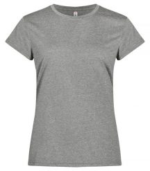 Clique Basic Active-T Women koszulka z interlock 100% poliester – Grey Melange. Szare t-shirty damskie CLIQUE, m, bez wzorów, z dzianiny, bez kołnierzyka. Za 101.08 zł.