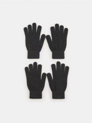 Rękawiczki 2 pack z dodatkiem wełny - czarny. Czarne rękawiczki damskie Sinsay, bez wzorów, z dzianiny. Za 7.99 zł.