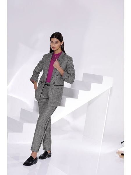 Heine Spodnie w kolorze szarym rozmiar: W21. Szare spodnie materiałowe damskie Heine, bez wzorów, z materiału, z podwyższonym stanem. Za 43.68 zł.