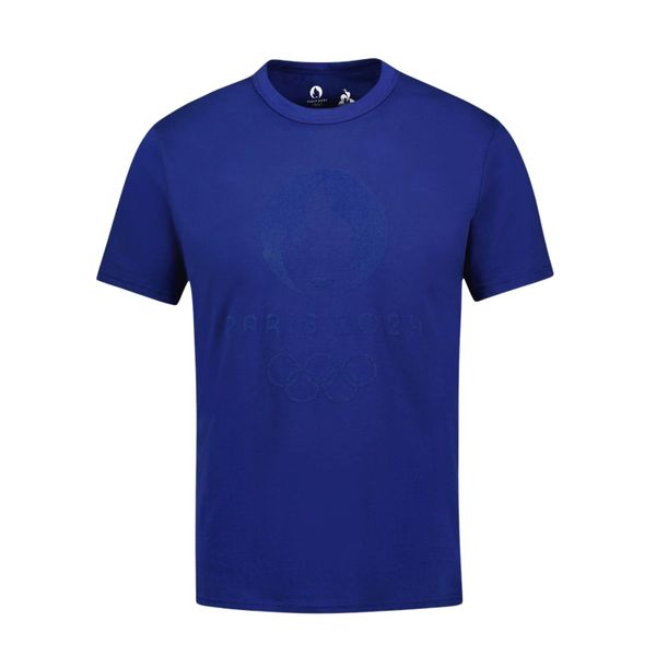 Koszulka Le Coq Sportif Graphic Paris 2024 N°1. Niebieskie t-shirty damskie Le Coq Sportif, m, bez wzorów, z bawełny, bez kołnierzyka. Za 213.50 zł.