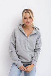 BLUZA VIVIEN SZARY MELANŻ L - Flawless. Szare bluzy z kapturem damskie Flawless, na zimę, l, z bawełny. Za 340.00 zł.