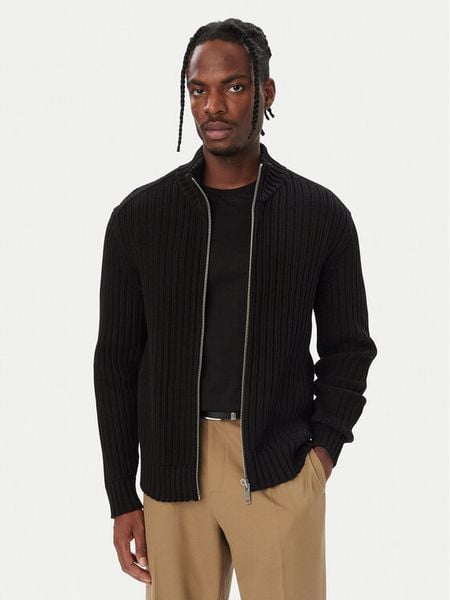 HUGO Kardigan Sriton 50546980 Czarny Regular Fit. Czarne kardigany męskie Hugo, m, bez wzorów, z bawełny, bez kołnierzyka. Za 749.99 zł.