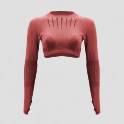 Crop top do treningu RUE z długimi rękawami. Czerwone topy sportowe damskie Legea, bez wzorów, z elastanu, bez ramiączek. W wyprzedaży za 97.00 zł.