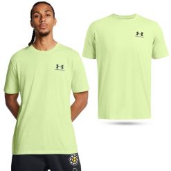 Koszulka fitness męska Under Armour Sportstyle Left Chest SS. Zielone t-shirty sportowe męskie Under Armour, m, bez ramiączek, na fitness i siłownię. W wyprzedaży za 71.91 zł.