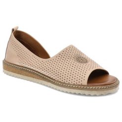 Sandały damskie Artiker, perforowane z miękkiej skóry naturalnej, złote, 44C0687. Żółte sandały damskie Artiker, bez wzorów, ze skóry, bez obcasa. Za 189.00 zł.