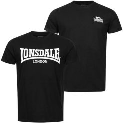 Koszulka Lonsdale Piddinghoe. Czarne t-shirty damskie Lonsdale, s, bez wzorów, z bawełny, bez kołnierzyka. Za 183.00 zł.