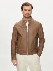 Boss Kurtka skórzana Mansell 50506353 Brązowy Regular Fit. Brązowe kurtki męskie Boss, m, bez wzorów, ze skóry, bez kaptura. W wyprzedaży za 2,399.00 zł.