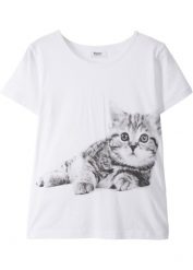T-shirt z czystej bawełny organicznej. Białe koszulki dziewczęce bonprix, bez wzorów, z bawełny, bez ramiączek. Za 49.99 zł.