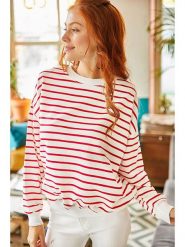 Olalook Bluza w kolorze biało-czerwonym rozmiar: L. Białe bluzy bez kaptura damskie Olalook, l. Za 56.99 zł.