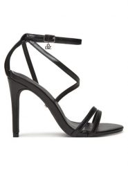 DeeZee Sandały F89725-252 Czarny. Czarne sandały damskie DeeZee, bez wzorów, ze skóry, bez obcasa, na szpilce. Za 139.99 zł.