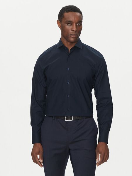 BOSS Koszula H-HANK-spread-C1-222 50539227 Granatowy Slim Fit. Niebieskie koszule męskie Boss, m, bez wzorów, z bawełny, bez kołnierzyka, bez ramiączek. Za 309.99 zł.