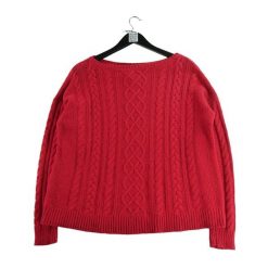 Damski czerwony sweter z wełny. Czerwone swetry klasyczne damskie Ralph Lauren, l, z materiału, bez kołnierzyka. Za 59.60 zł.