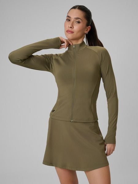 4F Bluza treningowa slim szybkoschnąca damska - oliwkowa M. Brązowe bluzy bez kaptura damskie 4f, m, ze skóry. Za 179.99 zł.