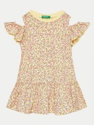 United Colors Of Benetton Sukienka codzienna 3M39GV00U Żółty Regular Fit. Żółte sukienki dziewczęce United Colors Of Benetton, bez wzorów, z bawełny, bez ramiączek. Za 79.99 zł.