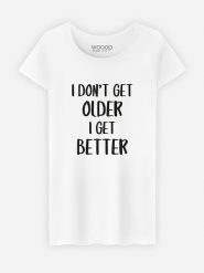 WOOOP Koszulka "I don't get older" w kolorze białym rozmiar: XXL. Białe bluzki damskie Wooop, xxl, bez wzorów, bez kołnierzyka, bez ramiączek. Za 37.45 zł.